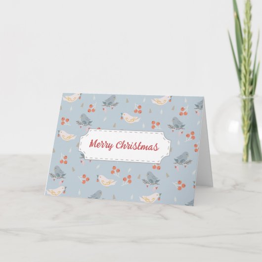 Pastel Kerstvogel Naadloos Patroon Kaart (Voorkant)