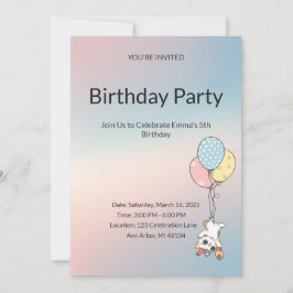 Pastel Kids Birthday Invitation  Kaart