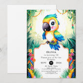 Pastel Kinder papegaai Verjaardag Kaart (Voorkant / Achterkant)