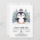 Pastel Kinder pinguïn digitale verjaardag Kaart (Voorkant)