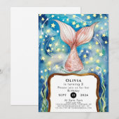 Pastel Kinder Zeemeermin Verjaardag Kaart (Voorkant / Achterkant)