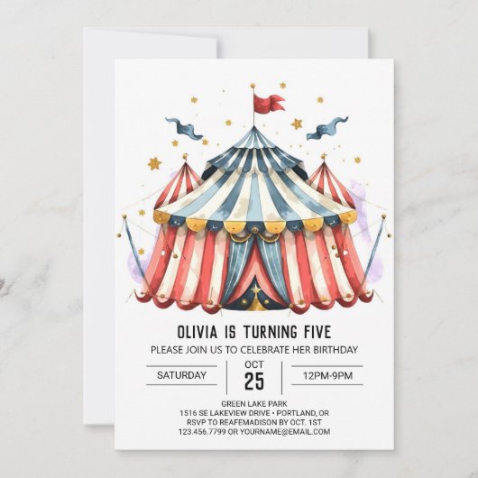 Pastel Kinderen Carnaval Circus Verjaardag Kaart (Voorkant)