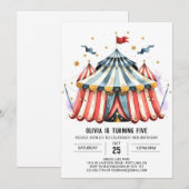 Pastel Kinderen Carnaval Circus Verjaardag Kaart (Voorkant / Achterkant)