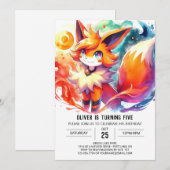 Pastel Kinderen Fox Verjaardag Kaart (Voorkant / Achterkant)