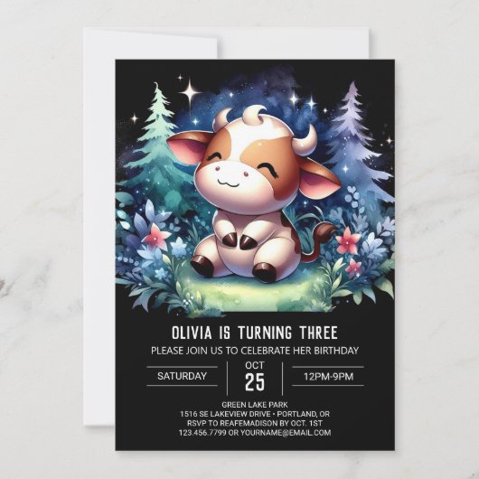 Pastel Kinderen Koe Verjaardag Kaart (Voorkant)