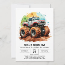 Pastel Kinderen Monster Truck Verjaardag