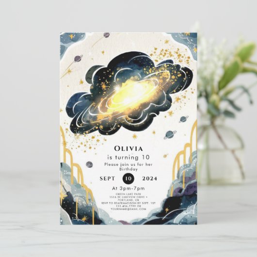 Pastel Kinderen Ruimte Verjaardag Kaart (Staand voorkant)