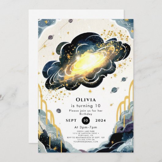 Pastel Kinderen Ruimte Verjaardag Kaart (Voorkant / Achterkant)