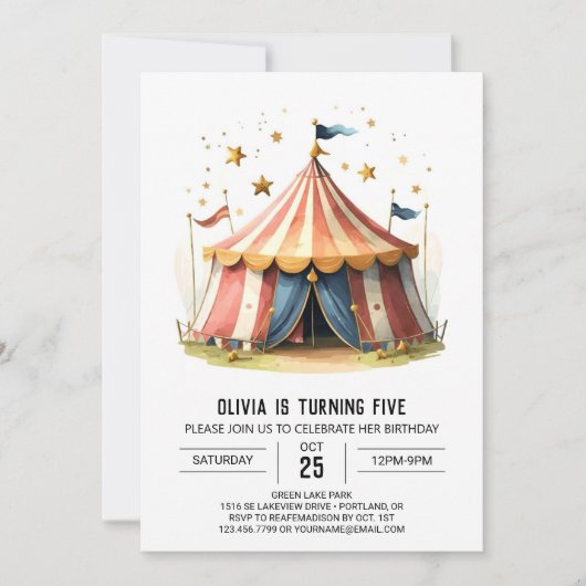 Pastel Kinderen viering Circus Verjaardag Kaart (Voorkant)