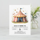 Pastel Kinderen viering Circus Verjaardag Kaart (Staand voorkant)