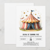 Pastel Kinderen viering Circus Verjaardag Kaart (Voorkant / Achterkant)