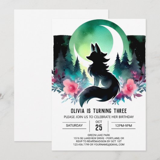 Pastel Kinderen Wolf Verjaardag Kaart (Voorkant / Achterkant)