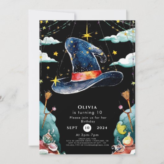 Pastel Kinderplezier Tovenaar Verjaardag Kaart (Voorkant)