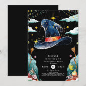 Pastel Kinderplezier Tovenaar Verjaardag Kaart (Voorkant / Achterkant)