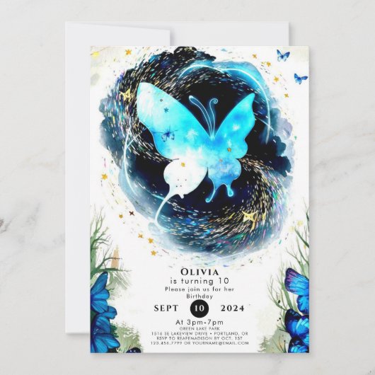 Pastel Kindervlinder Verjaardag Kaart (Voorkant)