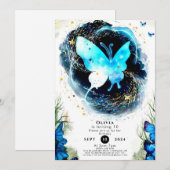 Pastel Kindervlinder Verjaardag Kaart (Voorkant / Achterkant)