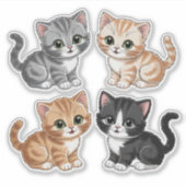 Pastel Kittens & hartverwarmende speeltijd Sticker (Voorkant)