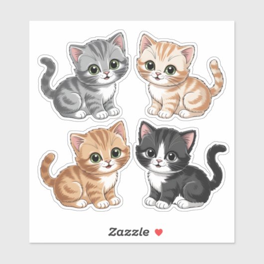 Pastel Kittens & hartverwarmende speeltijd Sticker (Vel)