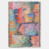 Pastel kleine huizen in zachte kleur, rustige kleu deken (Voorkant Verticaal)