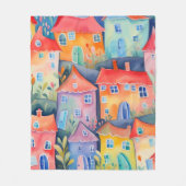 Pastel kleine huizen in zachte kleur, rustige kleu fleece deken (Voorkant)