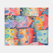 Pastel kleine huizen in zachte kleur, rustige kleu fleece deken (Voorkant (Horizontaal))
