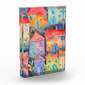 Pastel kleine huizen in zachte kleur, rustige kleu fotoblokken (Links)