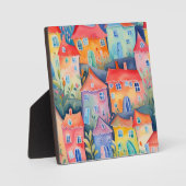 Pastel kleine huizen in zachte kleur, rustige kleu fotoplaat (Voorkant)