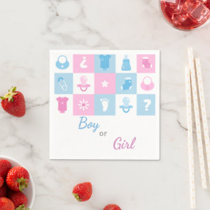 Pastel Kleine Icoontjes Baby Shower & Geslacht Ont Servet