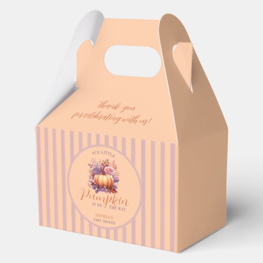 Pastel kleine pompoen is op de weg Baby shower Bedankdoosjes (Voorkant)
