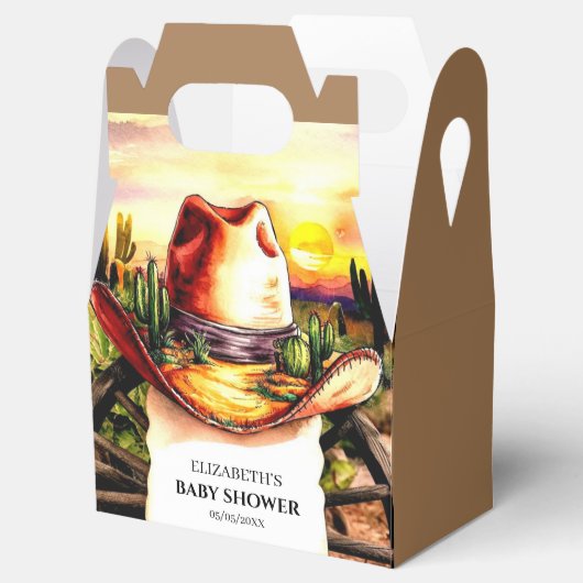 Pastel Kleine Westerne Cowboy Baby shower Bedankdoosjes (Geopend)