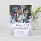 Pastel kleine zeemeermin Baby shower dank je kaart (Staand voorkant)
