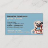 Pastel Kleur 3D Pug Pet Sitter Hond Hotel Visitekaartje (Achterkant)