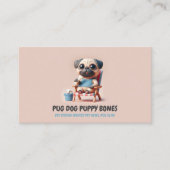 Pastel Kleur 3D Pug Pet Sitter Hond Hotel Visitekaartje (Voorkant)