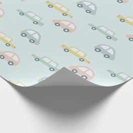 Pastel kleur auto patroon blauw cadeaupapier