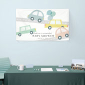 Pastel kleur auto's ballonnen wit jongen Baby show Spandoek (Beurs)