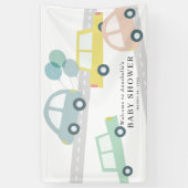 Pastel kleur auto's ballonnen wit jongen Baby show Spandoek (Verticaal)