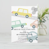 Pastel Kleur Auto's Foto Drive-by Graduation Party Kaart (Staand voorkant)