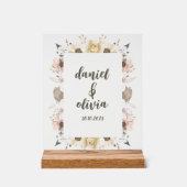 Pastel kleur Bloemen bruiloft Acryl Bord (Voorkant)