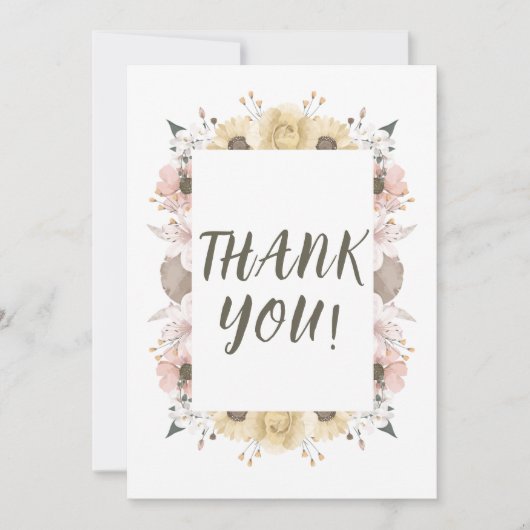 Pastel kleur Bloemen bruiloft Bedankkaart (Voorkant)