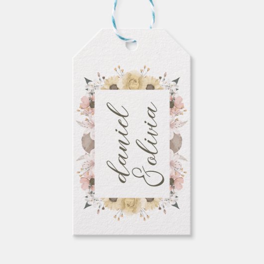 Pastel kleur Bloemen bruiloft Cadeaulabel (Voorkant)
