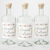 Pastel kleur Bloemen bruiloft Likeurfles Etiket (Flessen)