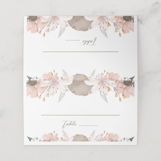 Pastel kleur Bloemen bruiloft Plaatskaartje (Buitenkant ongevouwen)