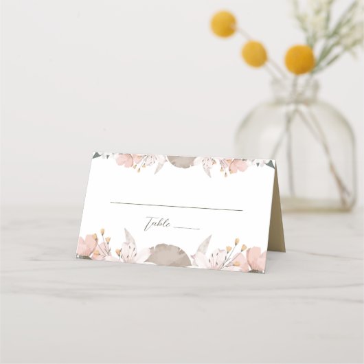 Pastel kleur Bloemen bruiloft Plaatskaartje (Achterkant)