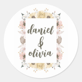 Pastel kleur Bloemen bruiloft Ronde Sticker