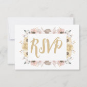 Pastel kleur Bloemen bruiloft RSVP Kaartje (Voorkant)