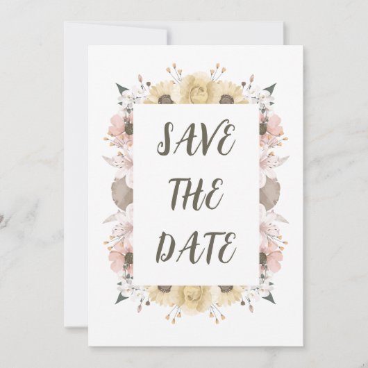 Pastel kleur Bloemen bruiloft Save The Date (Voorkant)