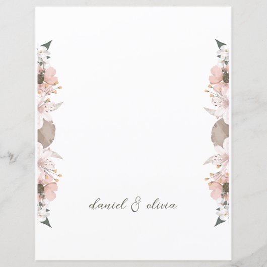 Pastel Kleur Bloemen Trouwmenu (Achterkant)