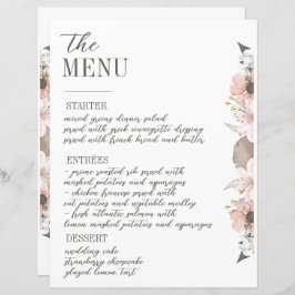 Pastel Kleur Bloemen Trouwmenu