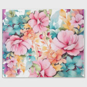 Pastel kleur Bloemenkunst Cadeaupapier (Vlak)