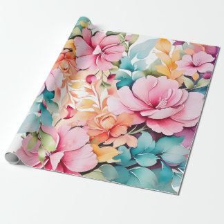 Pastel kleur Bloemenkunst Cadeaupapier